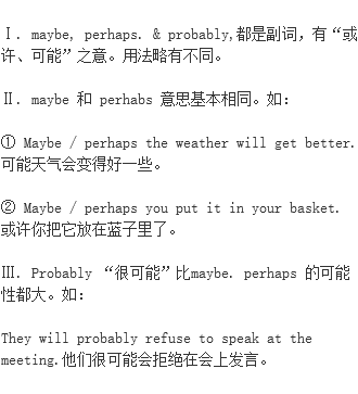 Maybe Perhaps Probably Probably Perhaps Maybe 单词记忆法 语法用法 单词意思 与probably Perhaps Maybe 相关例句 名人名言 近义词 反义词 形近词辨析 英语语法用法 档源英语学习网